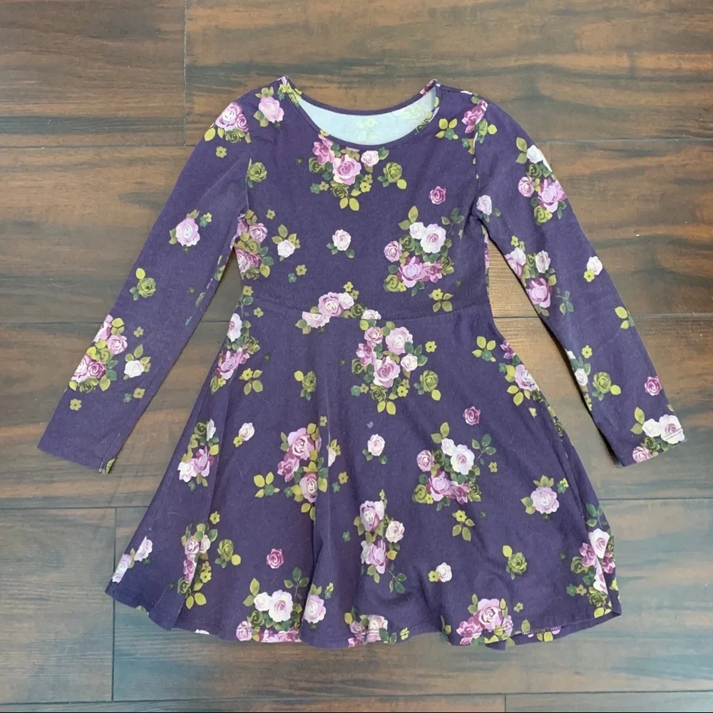 Children's Place Purple Floral Long Sleeve Dress